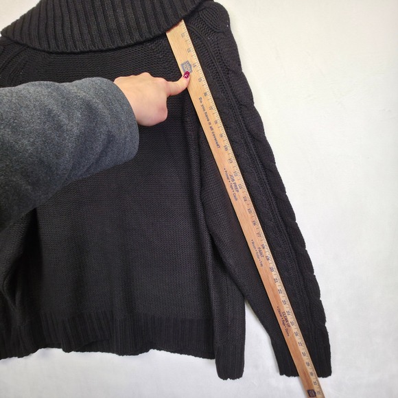 St Johns Bay Cardigan Womens Black‎ Cable Knit Chunky Ribbed Preppy Old Money - Picture 13 of 15